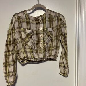 Excellent Pre-Owned Free People It’s the good life button Plaid crop top Size XS